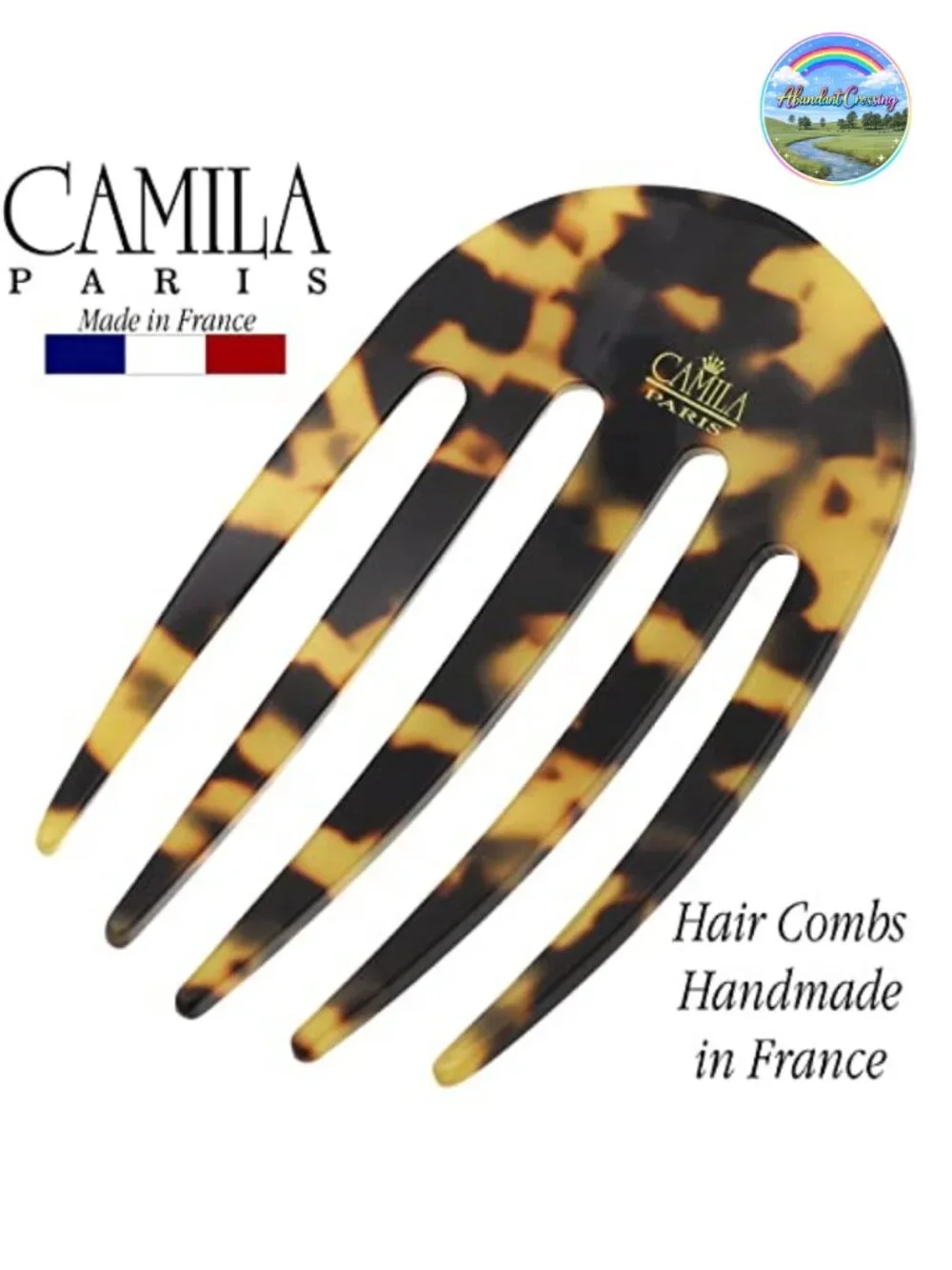 French Hair Side Comb Handmade Cellulose Acetate Strong Hold for Women